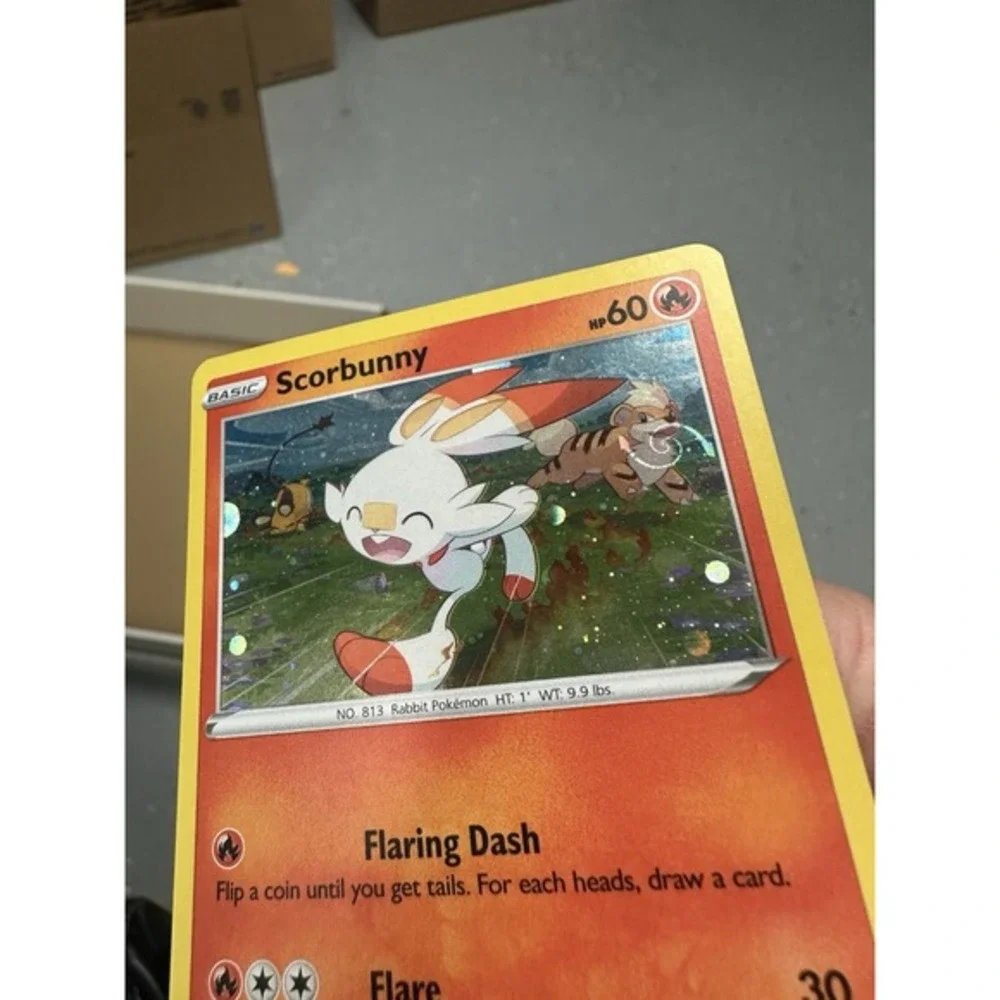 Scorbunny Black Star Cosmos Promo SWSH244 MEW HD Galaxy Swirl FART 🌀 Pokemon LP